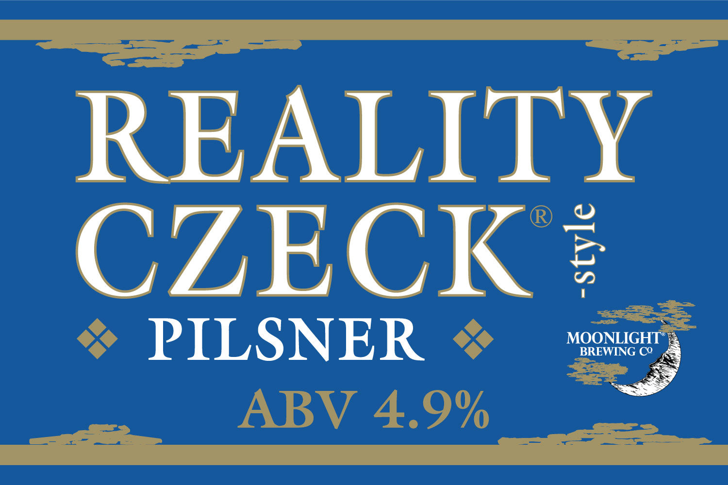 Reality Czeck Pilsner beer sign with Moonlight Brewing logo
