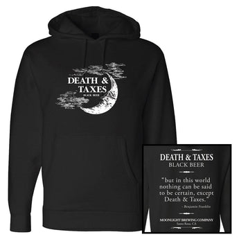 Front and back views of Black Death and Taxes hoodie
