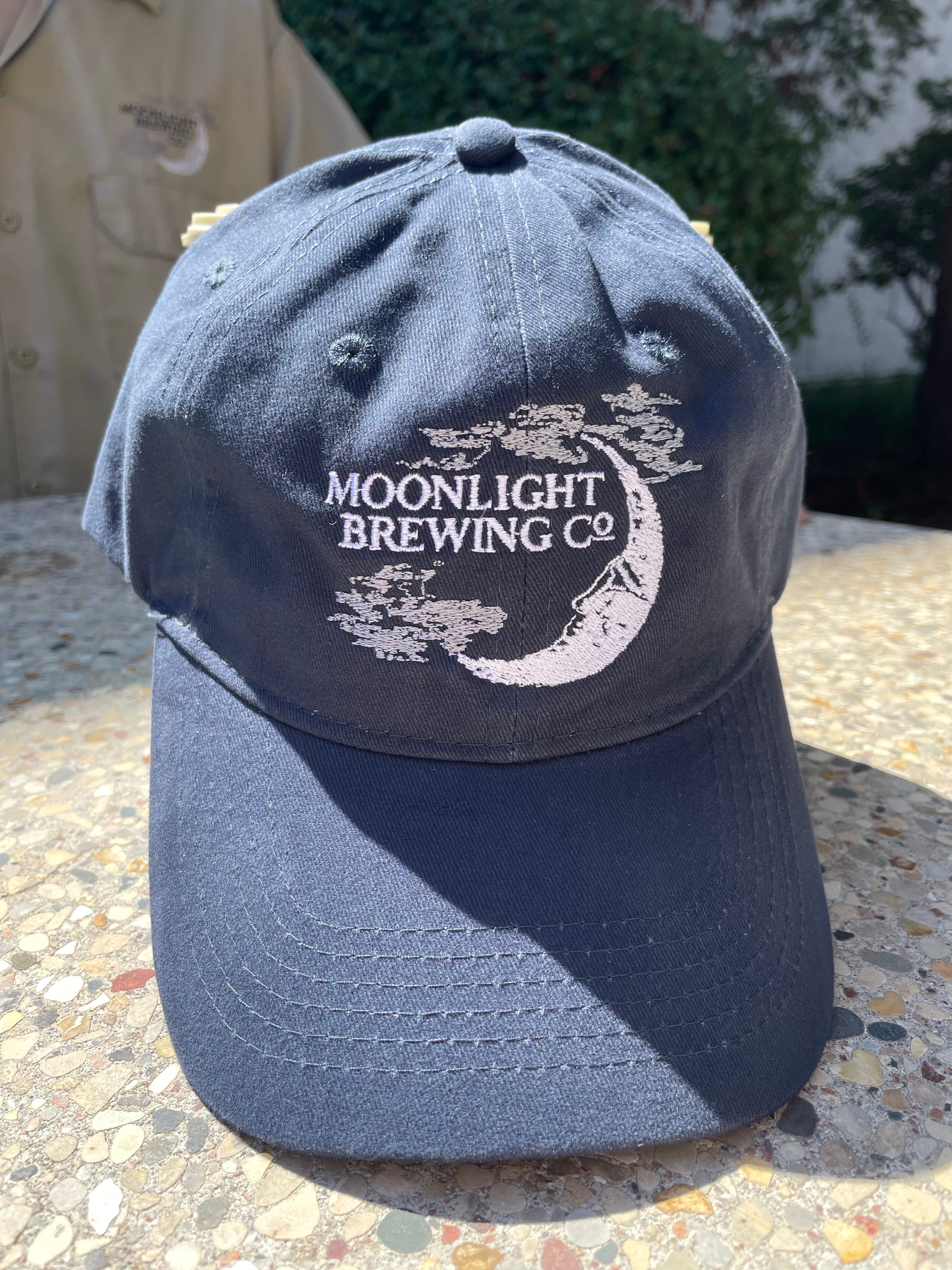 Navy blue twill ball cap with Moonlight Brewing logo on front