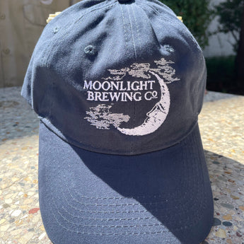 Navy blue twill ball cap with Moonlight Brewing logo on front