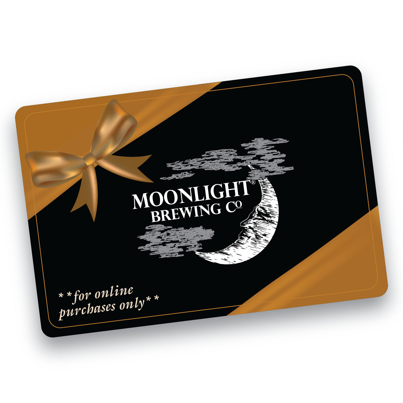 Moonlight Brewing gift card in gold for online use only